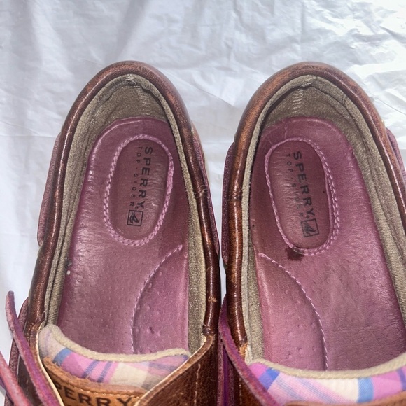 Sperry Top-Sider Brown/Pink Plaid Bluefish Leather Boat Shoe Womens Size 8 M - Picture 2 of 8